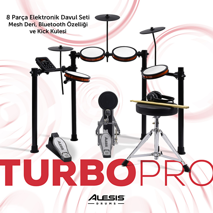 ALESIS Turbo Pro 8 Parça Elektronik Davul Seti - Tabure & Kulaklık Aksesuarları Dahil