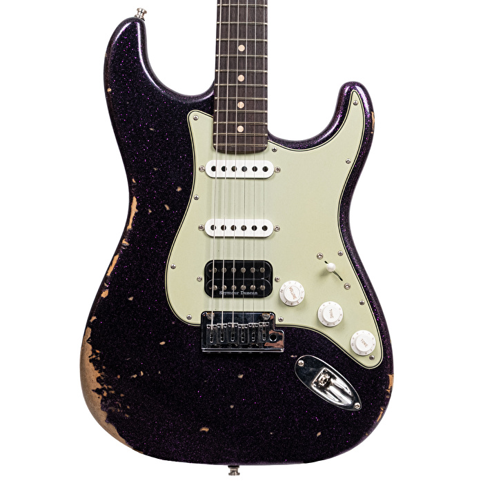 Fender Custom Shop Custom Deluxe Stratocaster HSS Relic Magenta Sparkle Elektro Gitar