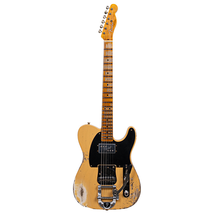 Fender Custom Shop Cunife Blackguard Telecaster Bigsby Heavy Relic Aged Nocaster Blonde Elektro Gitar