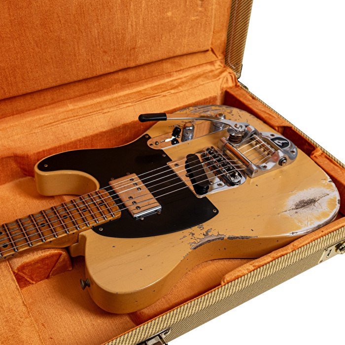 Fender Custom Shop Cunife Blackguard Telecaster Bigsby Heavy Relic Aged Nocaster Blonde Elektro Gitar