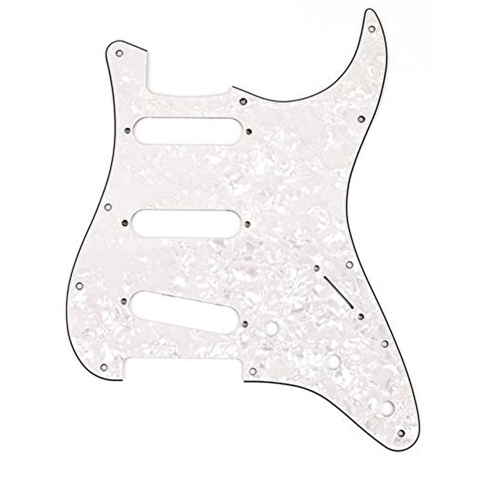Fender Pickguard Strat 11 Hole S/S/S Configuration 4-Ply White Pearl