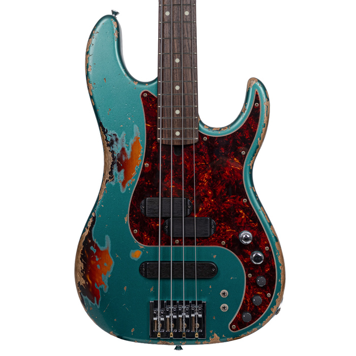 Xotic Limited Edition Zuhal 50.Yıl California XJ-1T/098 Heavy Aged HRI System Sherwood Green Over 3 Renk Sunburst Bas Gitar