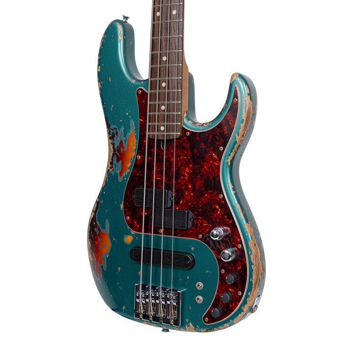 Xotic Limited Edition Zuhal 50.Yıl California XJ-1T/098 Heavy Aged HRI System Sherwood Green Over 3 Renk Sunburst Bas Gitar