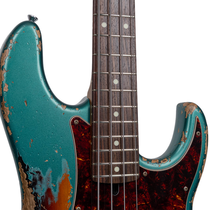 Xotic Limited Edition Zuhal 50.Yıl California XJ-1T/098 Heavy Aged HRI System Sherwood Green Over 3 Renk Sunburst Bas Gitar
