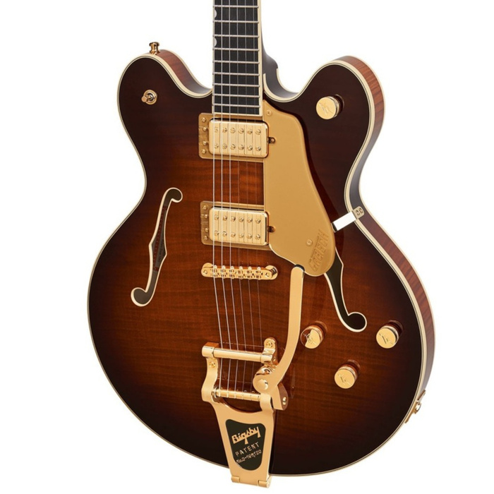 Gretsch Broadkaster LX Figured Center Block with String-Thru Bigsby Gold HW Havana Burst Elektro Gitar