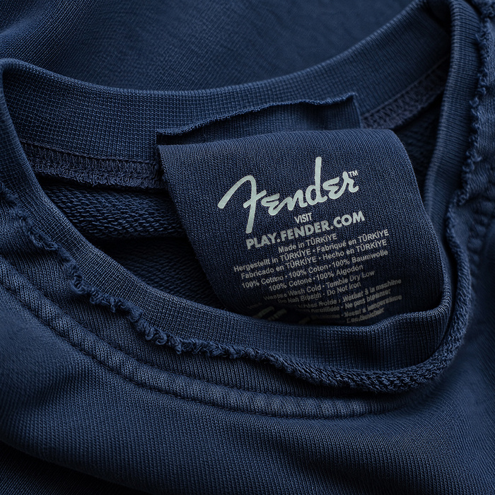FENDER® Wash Embroidered Lacivert Sweetshirt