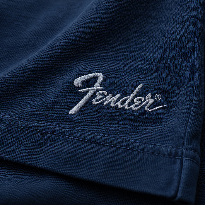 FENDER® Wash Embroidered Lacivert T-Shirt