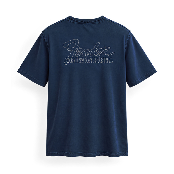 FENDER® Wash Embroidered Lacivert T-Shirt