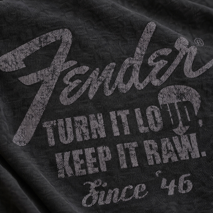 FENDER® Wash Raw Edge Grafik Antrasit T-Shirt
