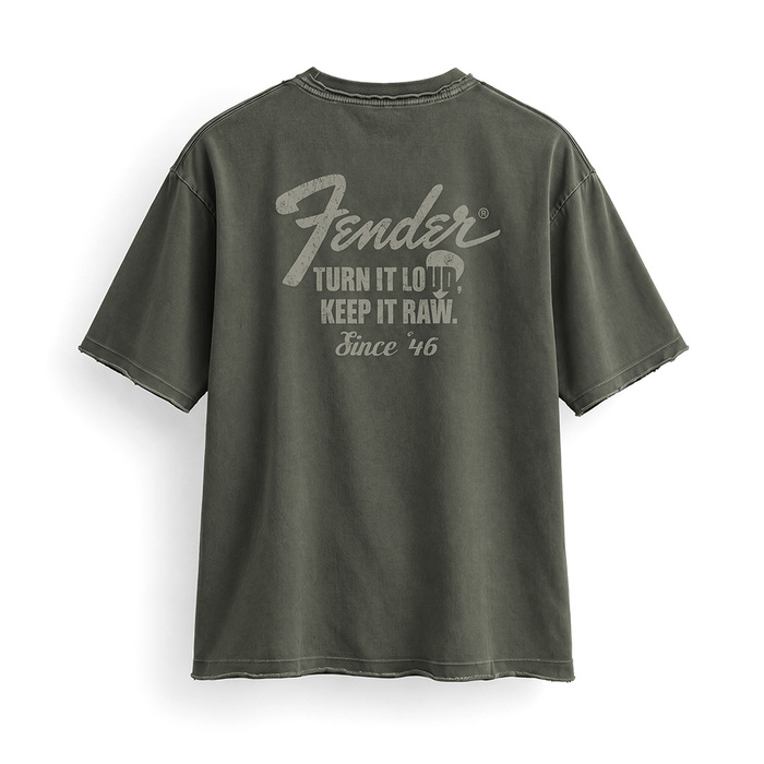 FENDER® Wash Raw Edge Grafik Mint Yeşili T-Shirt
