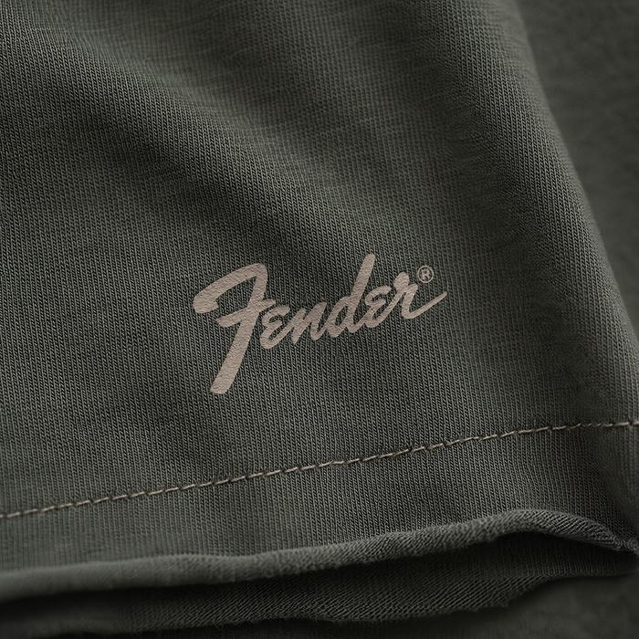 FENDER® Wash Raw Edge Grafik Mint Yeşili T-Shirt