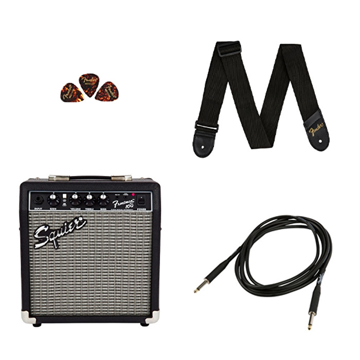 Squier Sonic Stratocaster Black Frontman 10G Amfi Elektro Gitar Seti
