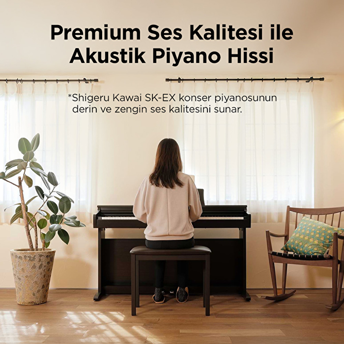 KAWAI KDP120R Gül Ağacı Dijital Duvar Piyanosu (Tabure & Kulaklık Hediyeli)