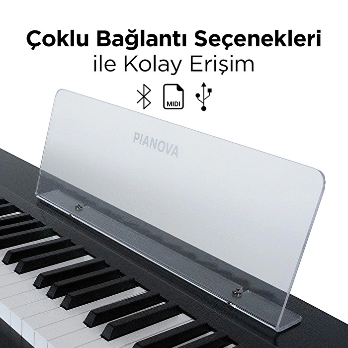 PIANOVA E818 Siyah - Beyaz Dijital Piyano