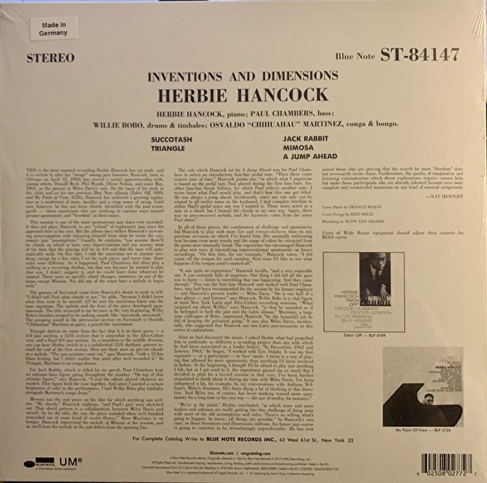 Herbie Hancock – Inventions & Dimensions (2019 Blue Note 80 Vinyl Reissue Series)