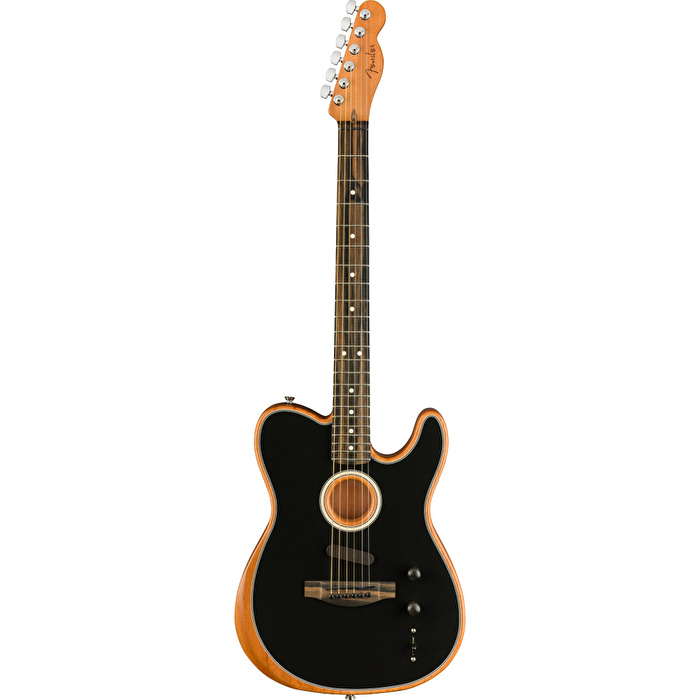 Fender American Acoustasonic Telecaster Abanoz Klavye Black Elektro Akustik Gitar