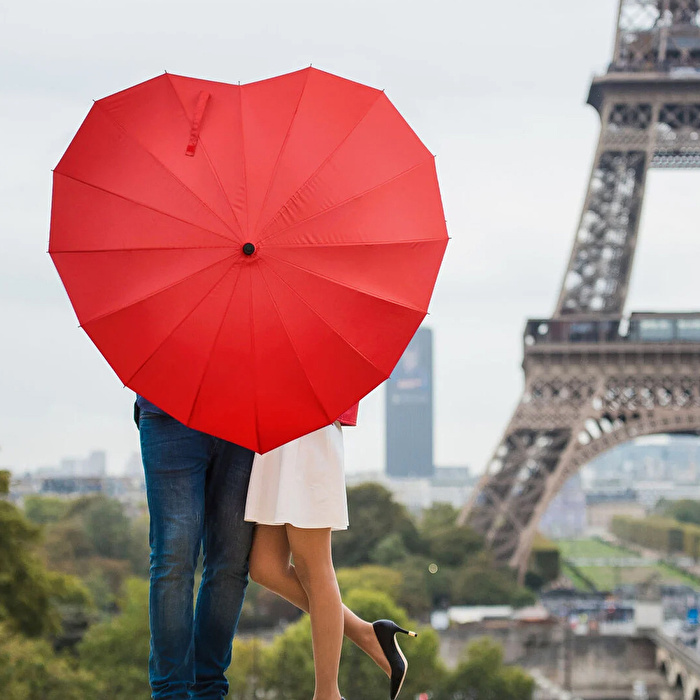 LEGAMI Şemsiye Kalp Şekilli Kırmızı