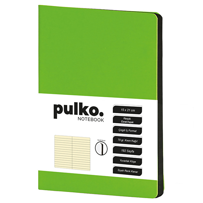 PULKO Notebook Not Defteri, 15x21 cm Çizgili, Lime Yeşil