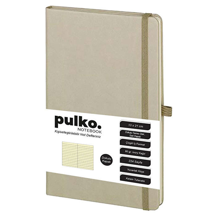 PULKO Notebook Klasik Çizgili Not Defteri 13x21 cm Bej
