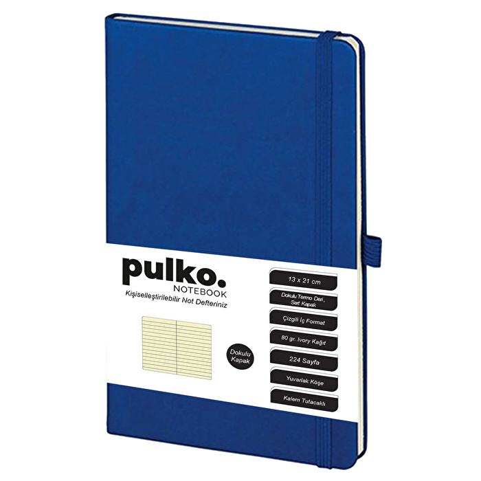 PULKO Notebook Klasik Çizgili Not Defteri 13x21 cm Lacivert