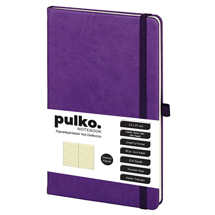 PULKO Notebook Klasik Çizgili Not Defteri 13x21 cm Mor