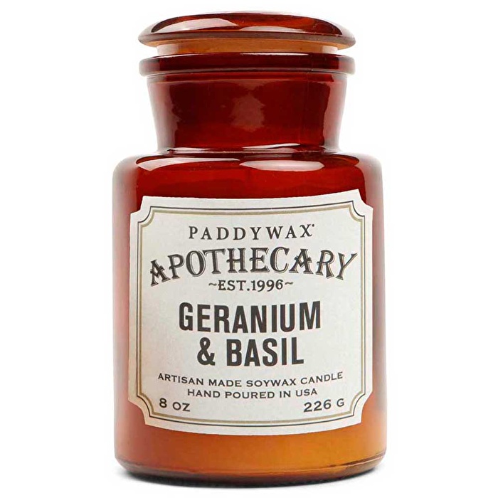 PADDYWAX Apothecary Glass Jar Candle Geranium  -  Basil 226 gr
