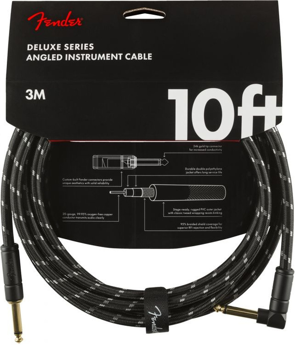 Fender Deluxe Düz/L Uç 3 Metre Siyah Enstrüman Kablosu