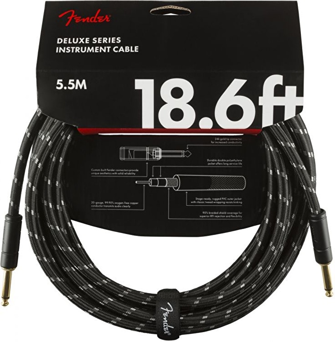 Fender Deluxe Düz Uç 5.5 Metre Siyah Tweed Enstrüman Kablo