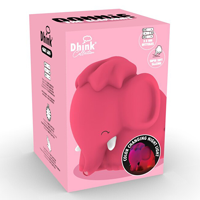 DHINK Silikon Gece Lambası Fil Donnie Pembe