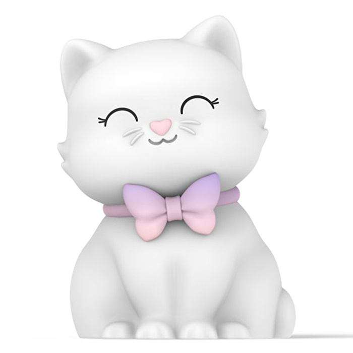 DHINK Silikon Gece Lambası Kedi Tosh Beyaz