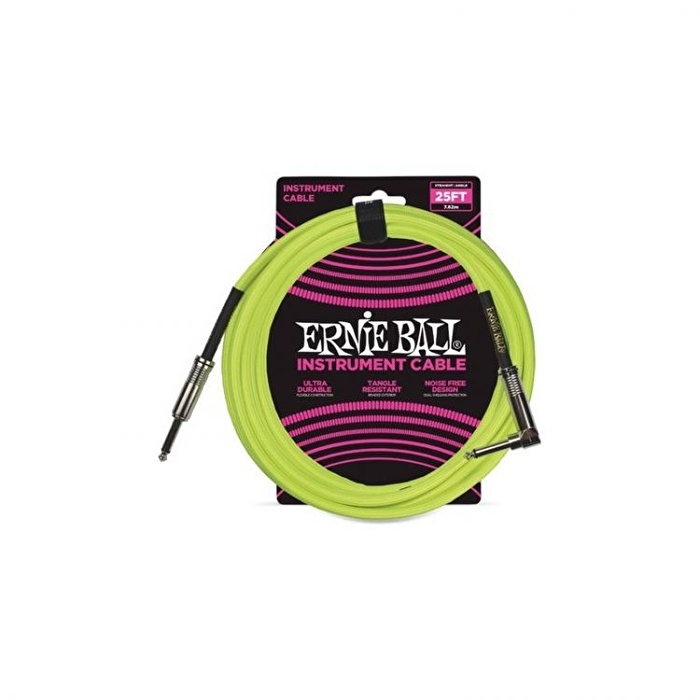 ERNIE BALL P06057 25 ft / Örgülü Neon Sarısı Kablo