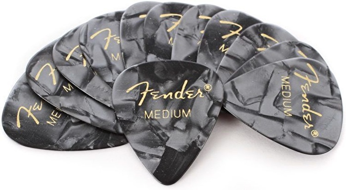 Fender 351 Shape Premium Picks Medium 12 Pack Black Moto Picks Pena