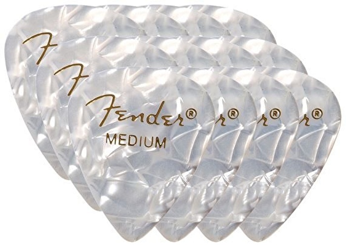 Fender 351 Shape Premium Picks Medium 12 Pack White Moto Picks Pena