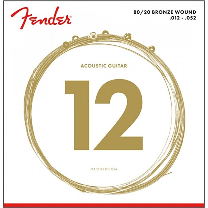 Fender 80/20 Bronze Acoustic Strings Ball End 70L .012-.052 Gauges String Sets - Akustik Gitar Teli