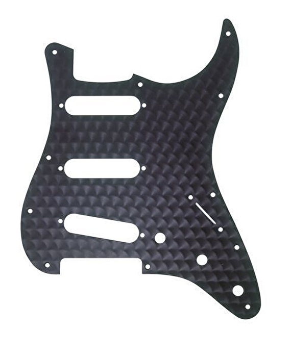 Fender 11 Delik S S S Konfigürasyon Engine Turned Black Strat Pickguard Yedek Parça