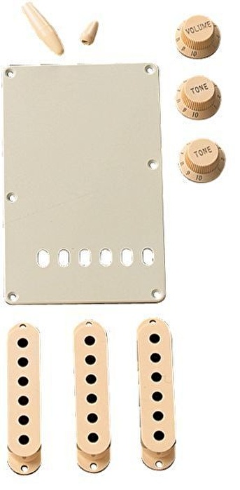Fender Stratocaster Accessory Kit Aged White Knobs Kits & Pick Up Covers Yedek Parça