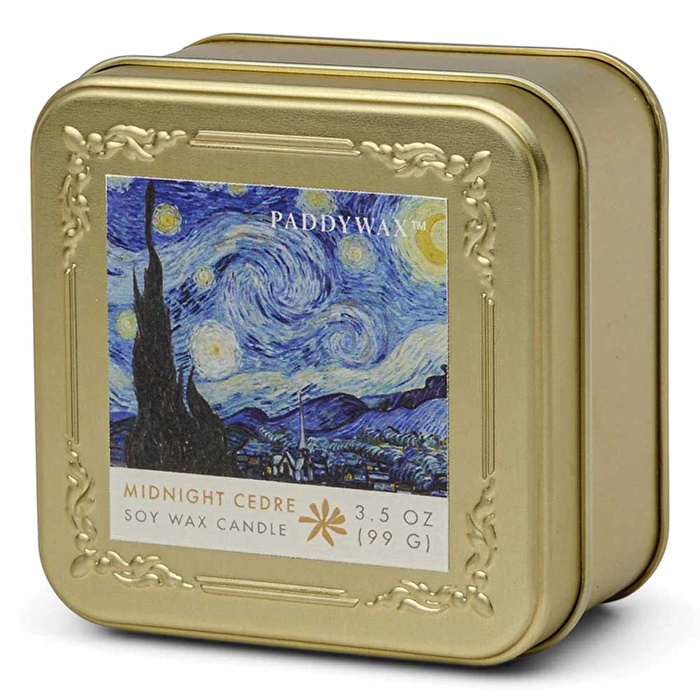 PADDYWAX Empresyonistler Metal Teneke Mum 99 gr 8x8 cm Van Gogh The Starry Night