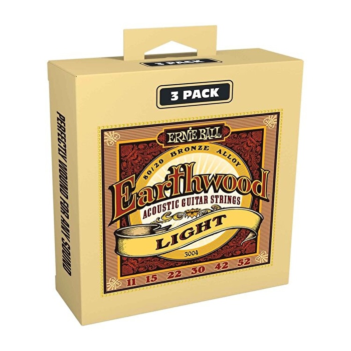 Ernie Ball P03004 11-52 Earthwood  Light 8020 Brnz Akustik Tel Seti 3lü Paket