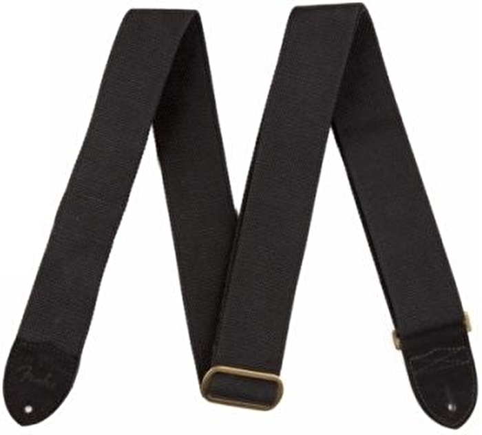 Fender 2" Cotton/Leather Strap w/ Fender Logo Black Askı