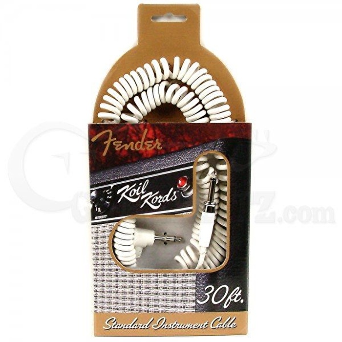 Fender 30' Koil Kord Instrument Cable WHT