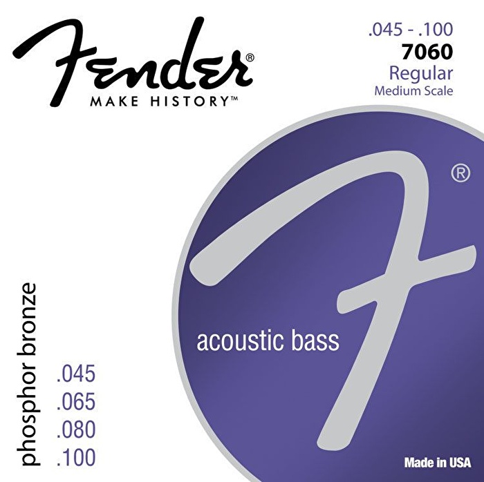 Fender Acoustic 7060 Bass Strings Phosphor Bronze 30" / 32" V .45-.95 String Sets - Akustik Bas Gitar Teli