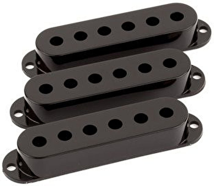 Fender Pickup Cover Stratocaster Black Plastic Set of 3 Knobs Kits & Pick Up Covers