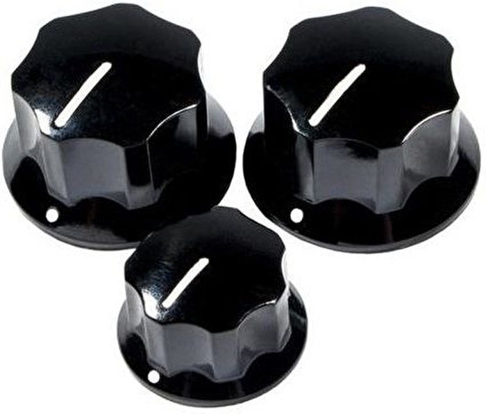 Fender Pure Vintage '60s Jazz Bass Knobs Black Set of 3 Knobs Kits & Pick Up Covers