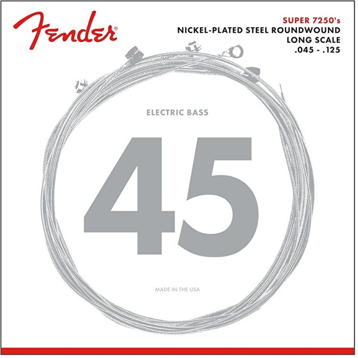 Fender Super 7250 Bass Strings Nickel Plated Steel Long Scale 7250-5M Ggs .045-.125 Set of 5 String Sets - Bas Gitar Teli