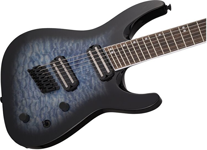 Jackson X Series Soloist Arch Top SLATX7Q MS Laurel Klavye Multi-Scale Transparent Blue Burst Elektro Gitar